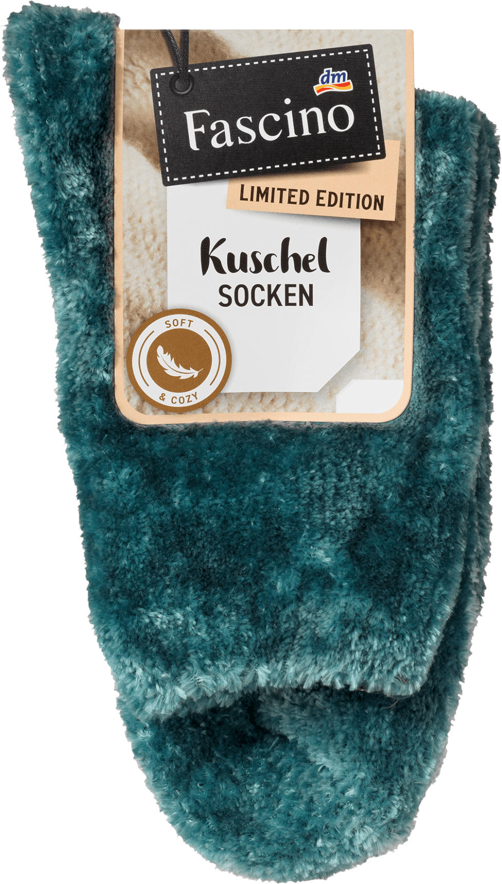 Fascino Kuschelsocken mit Chenille-Garn, blaugrün, Gr. 35-38