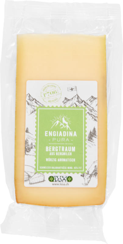 Formaggio a pasta semidura Bergtraum Engiadina Pura, piccante e aromatico, 220 g