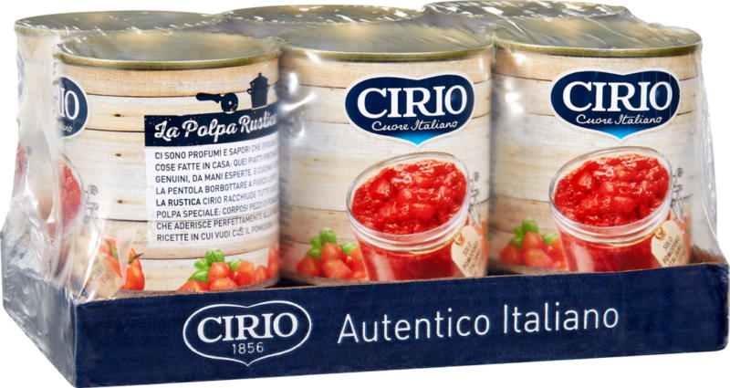 Tomates concassées Rustique Cirio, 6 x 400 g