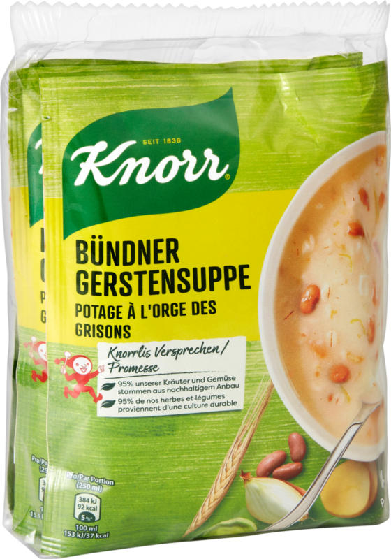 Potage à l’orge des Grisons Knorr, 3 x 108 g