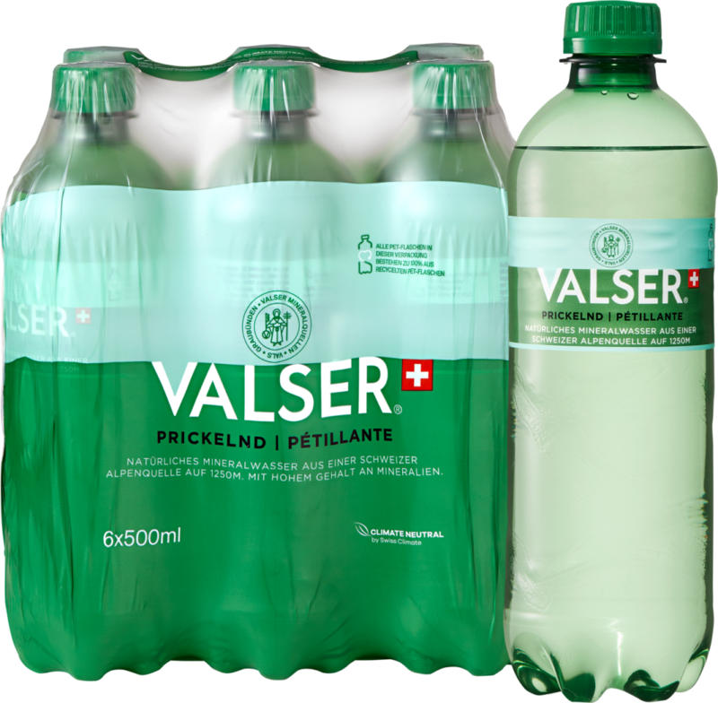 Valser Mineralwasser Prickelnd, 6 x 50 cl