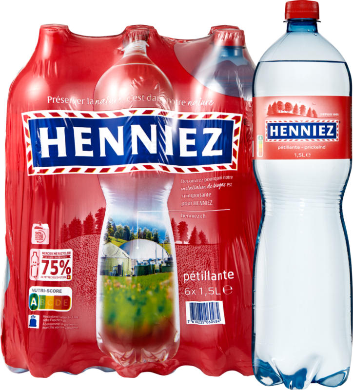 Henniez Mineralwasser Prickelnd, mit Kohlensäure, 6 x 1,5 Liter