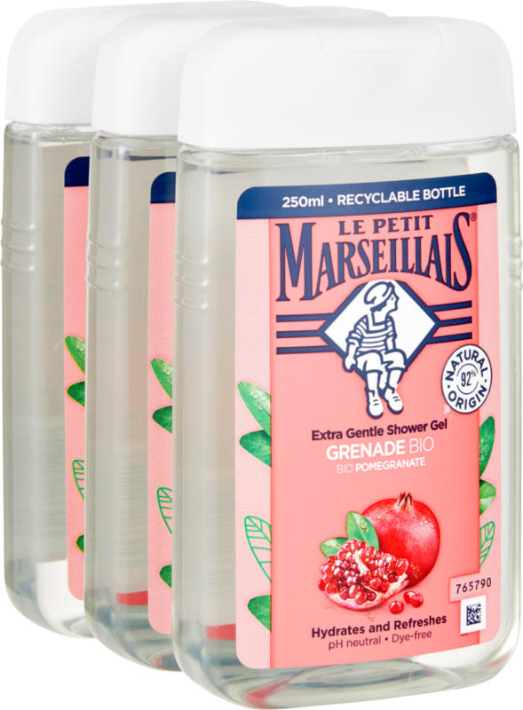Crema doccia Melograno mediterraneo bio Le Petit Marseillais, 3 x 250 ml