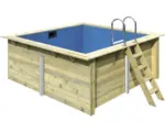 Hornbach Aufstellpool Holzpool-Set Karibu rechteckig 320x350x124 cm inkl. Sandfilteranlage, Innenauskleidung blau & Leiter