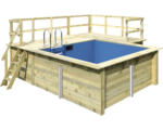 Hornbach Aufstellpool Holzpool-Set Karibu rechteckig 483x462x124 cm inkl. Sandfilteranlage, Innenauskleidung blau & Leiter mit erweiterter Plattform