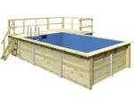 Hornbach Aufstellpool Holzpool-Set Karibu rechteckig 672x483x124 cm inkl. Sandfilteranlage, Innenauskleidung blau & Leiter mit erweiterter Plattform