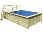 Hornbach Aufstellpool Holzpool-Set Karibu rechteckig 582x353x124 cm inkl. Sandfilteranlage, Innenauskleidung blau & Leiter mit Plattform