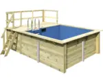 Hornbach Aufstellpool Holzpool-Set Karibu rechteckig 462x353x124 cm inkl. Sandfilteranlage, Innenauskleidung blau & Leiter mit Plattform