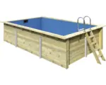 Hornbach Aufstellpool Holzpool-Set Karibu rechteckig 530x350x124 cm inkl. Sandfilteranlage, Innenauskleidung blau & Leiter