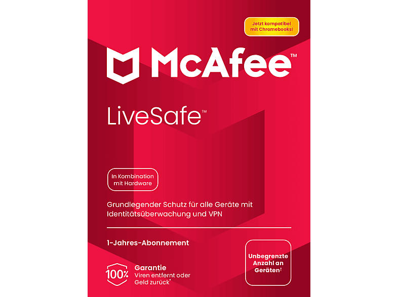 McAfee LiveSafe Attach für alle Geräte in einem Haushalt, 1 Jahr, Code einer Box - [Windows, Mac, Android, iOS, ChromeOS] [Multiplattform]