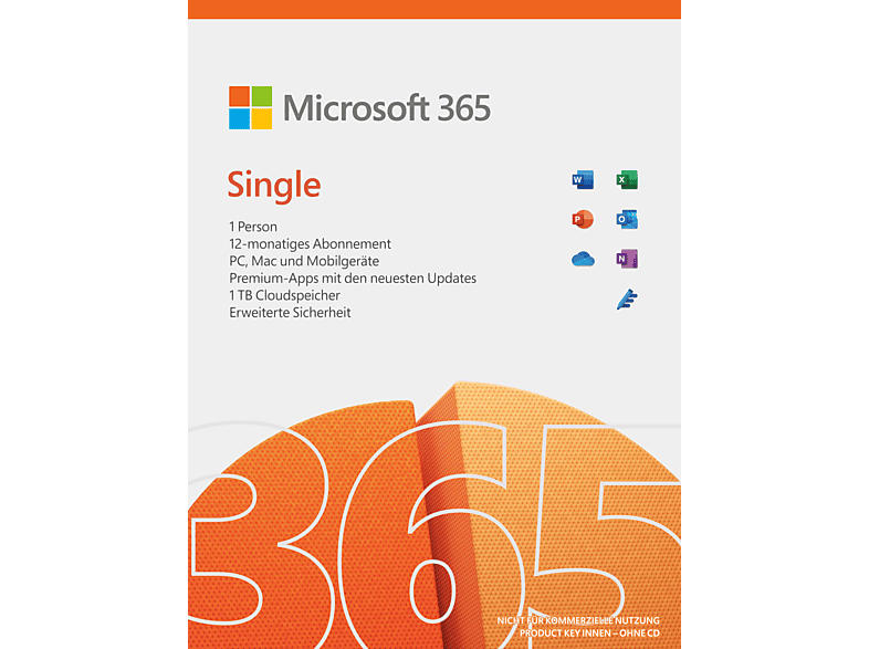 Microsoft 365 Single 1 Person / Jahr, für PC, Mac, iPad, iPhone und Android-Geräte - [PC]