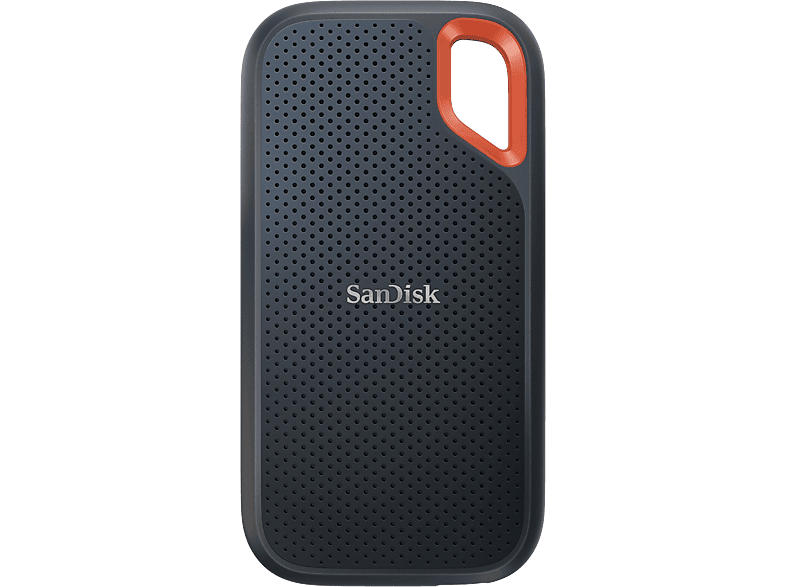 SanDisk 2TB SSD Festplatte Extreme Portable V2 mit Recovery Software, USB-C 3.2, Extern, W1000/R1050, Schwarz/Orange