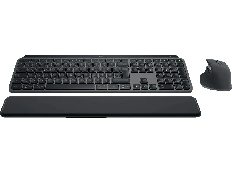 LOGITECH MX Keys S Combo Set: Master 3S, und Handballenauflage, DEU (Qwertz), Grafit; Kabelloses Tastatur-Maus Set