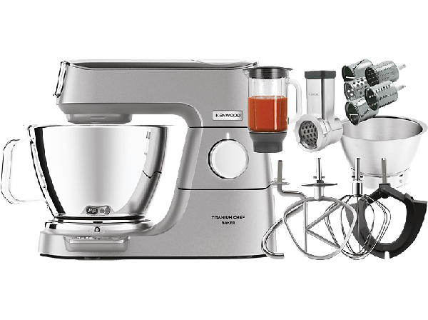 Kenwood KVC 85.314SI Titanium Chef Baker Set Küchenmaschine Silber (Rührschüsselkapazität: 5 l, 1200 Watt)