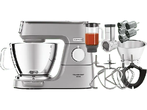 Kenwood KVC 85.314SI Titanium Chef Baker Set Küchenmaschine Silber (Rührschüsselkapazität: 5 l, 1200 Watt)