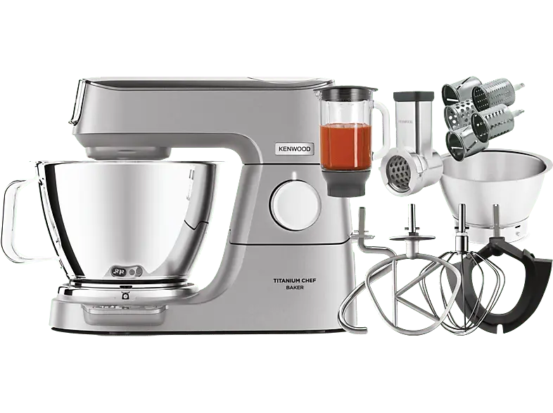 Kenwood KVC 85.314SI Titanium Chef Baker Set Küchenmaschine Silber (Rührschüsselkapazität: 5 l, 1200 Watt)