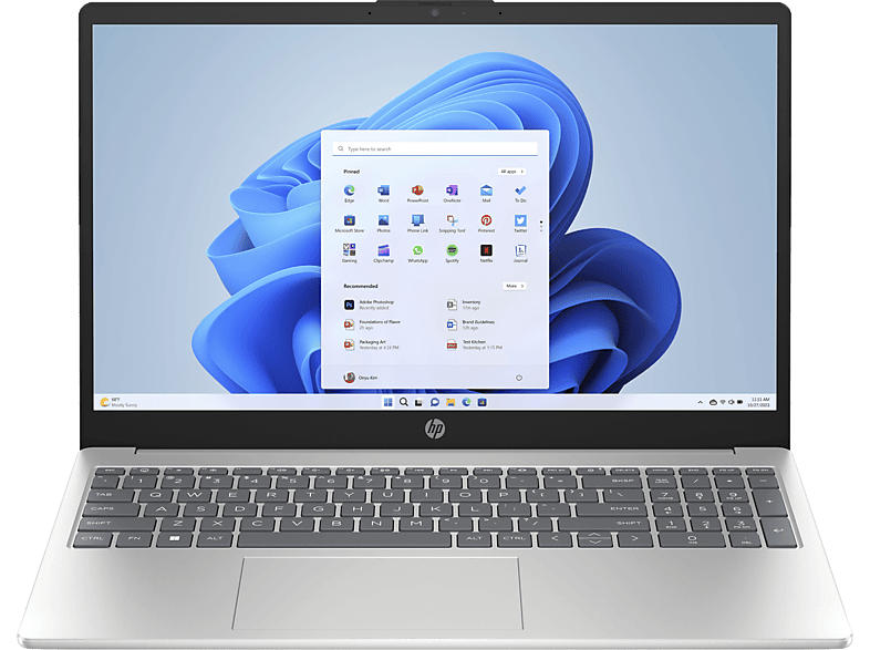 HP Laptop 15-fc0900ng, Notebook, AMD R5-7520U, 16GB RAM, 512GB SSD, 15.6 Zoll Full-HD, Win11, Natursilber