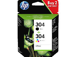 HP 2er Pack 304, schwarz/farbig (3JB05AE); Tintenpatrone