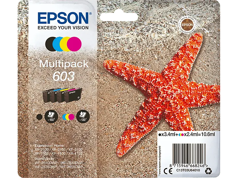 EPSON 603 Seestern Multipack 4 Farben Tinte; Tintenpatrone
