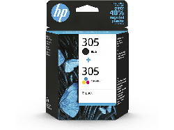 HP 305, schwarz/farbig; Tinte auf Pigmentbasis