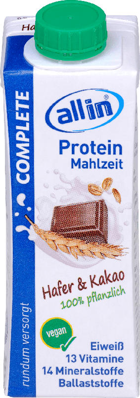 allin Trinkmahlzeit Protein Complete Hafer & Kakao