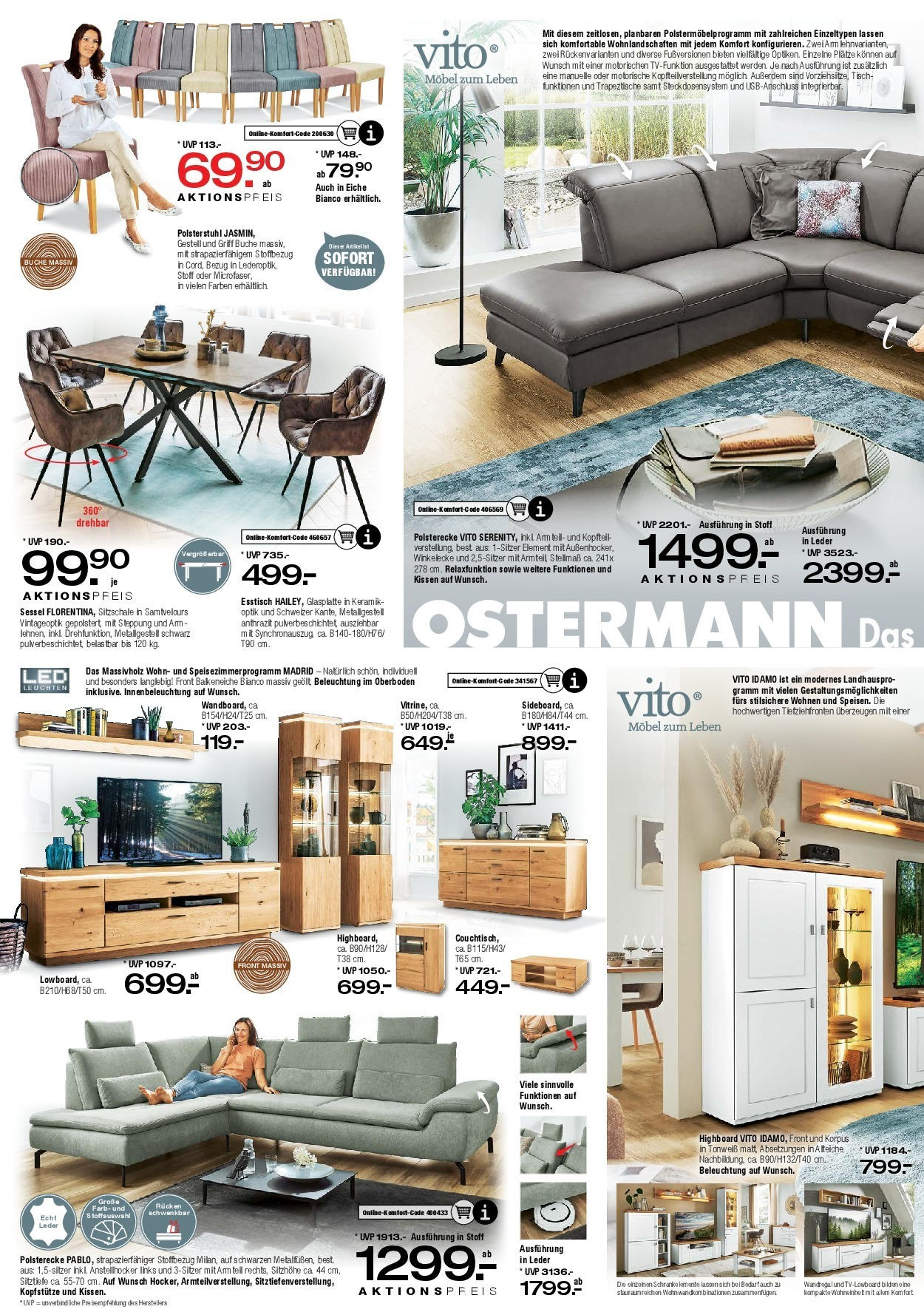 Ostermann Prospekt 	 (ab 09.09.2023) zum Blättern | Seite: 4 | Produkte: Stuhl, HIghboard, Wandregal, Esstisch