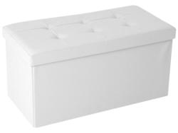 Pouf BILBAO 37.5x76x37.5cm cuir synthétique blanc