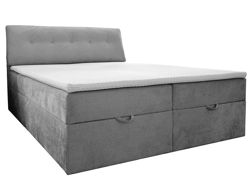 Boxspring CALIFORNIA grigio 160x200cm semirigido / rigido