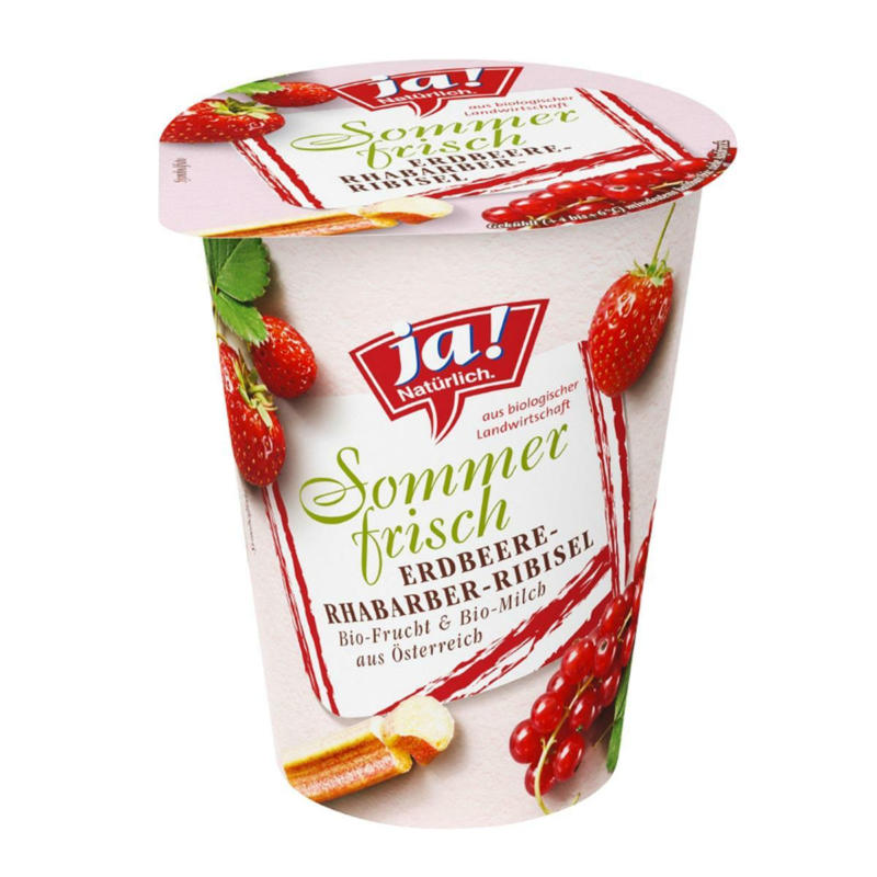 Ja! Natürlich Erdbeere-Rhabarber-Ribisel Sommerfrisch Joghurt