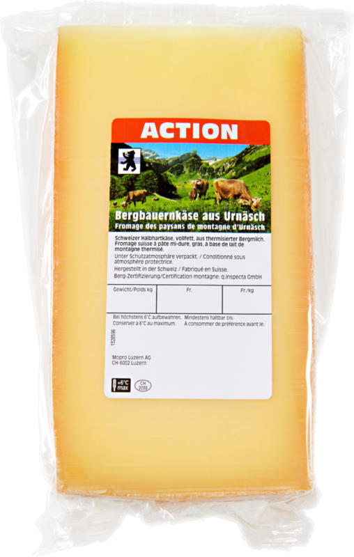 Fromage de paysans de montagne d'Urnäsch, env. 320 g, les 100 g