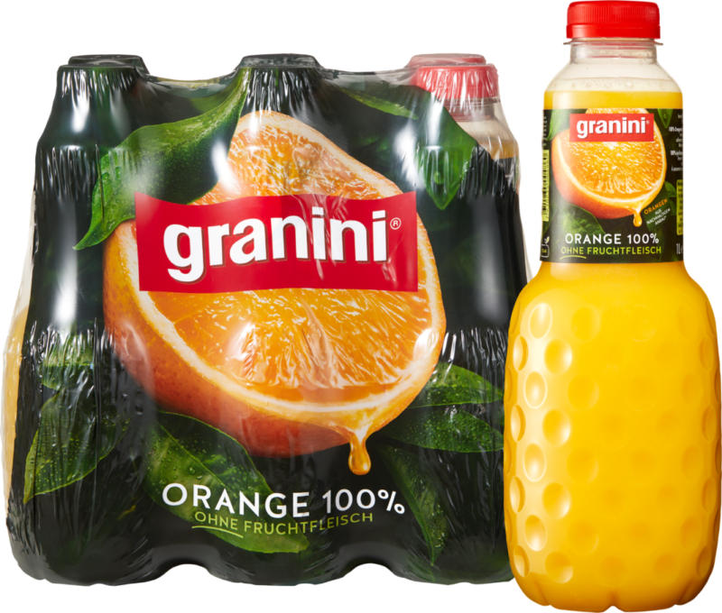 Jus d'orange Granini, sans pulpe, 6 x 1 litre