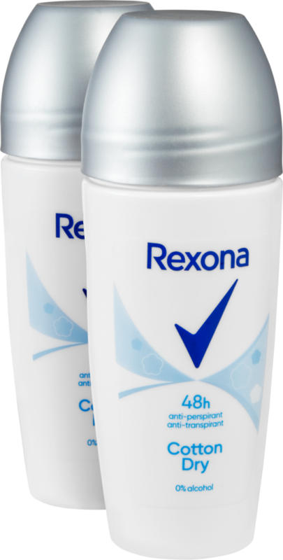 Deodorante roll-on Cotton Dry Rexona, 2 x 50 ml
