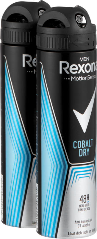 Déodorant spray Cobalt Dry Rexona Men, 2 x 150 ml