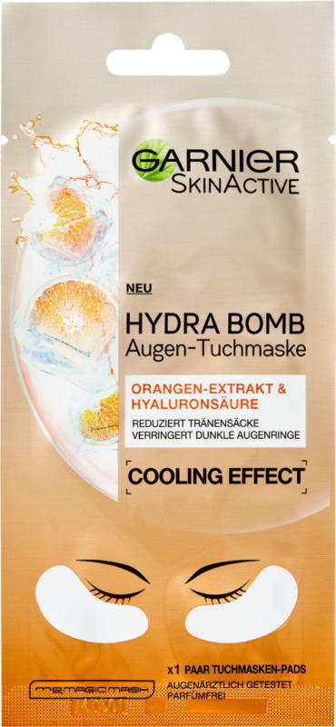 Garnier Hydra Bomb Augen-Tuchmaske mit Orangen-Extrakt, 1 Stück