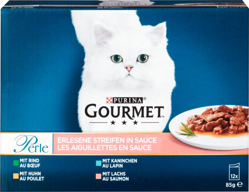 Purina Gourmet Perle Katzenfutter Erlesene Streifen in Sauce, assortito, 12 x 85 g