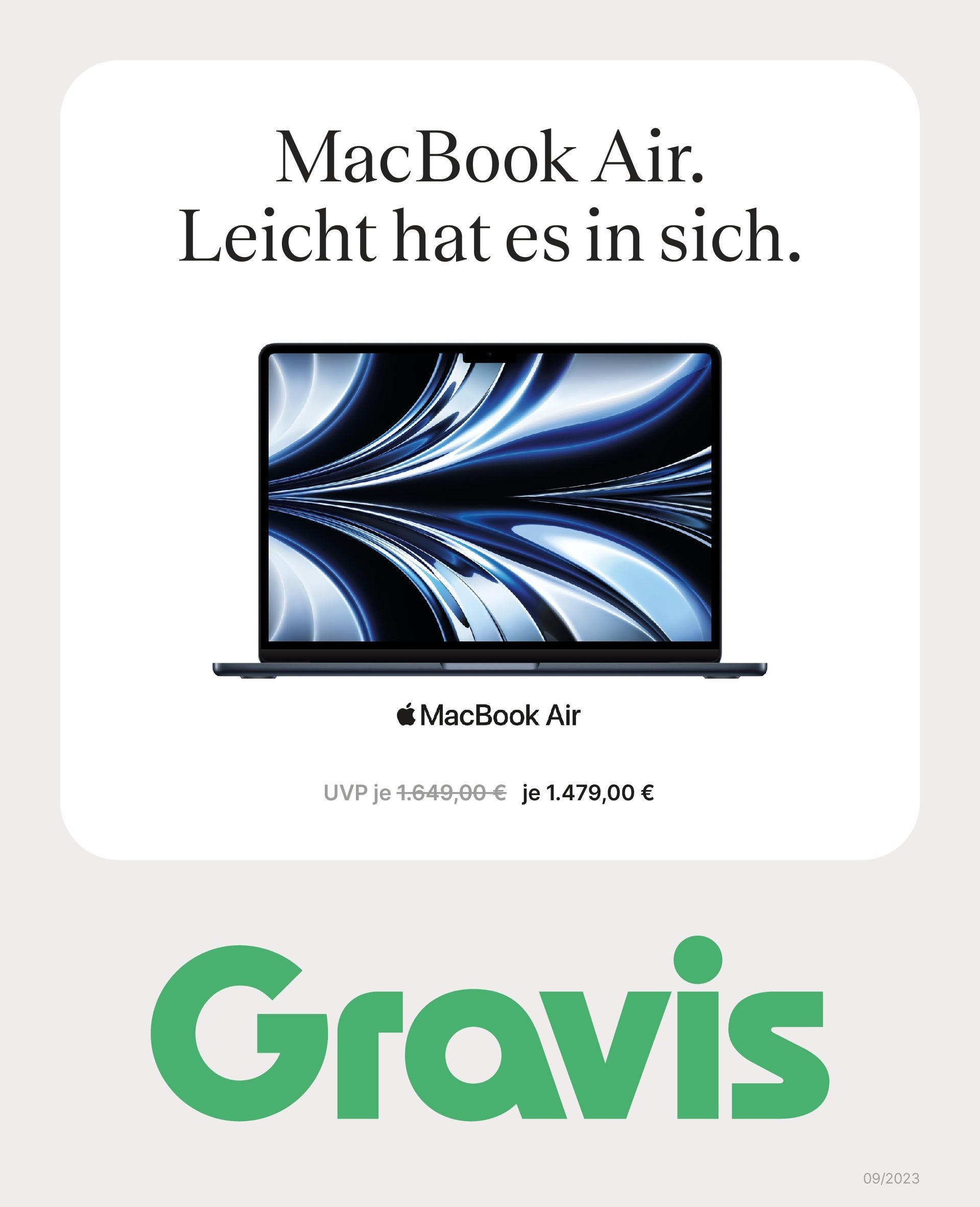 Gravis Prospekt 	 (ab 01.09.2023) zum Blättern | Seite: 1 | Produkte: Macbook, In ear kopfhörer, All in one pc