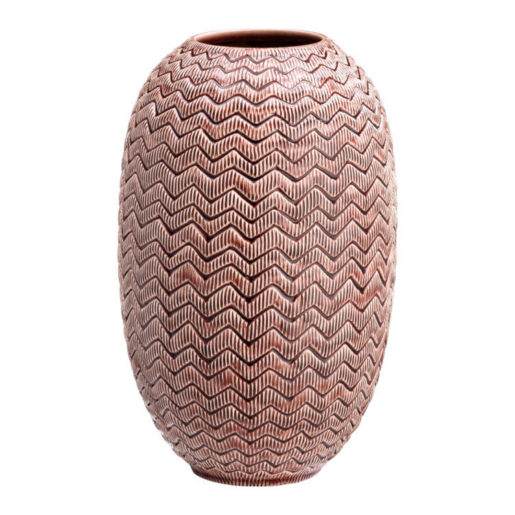 Vaso decorativo ZIG ZAG, ceramica, prugna