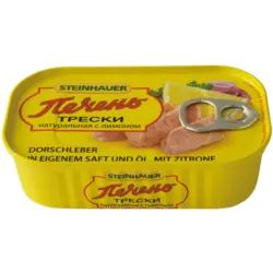 Dorschleber in eigenem Saft und Öl, mit Zitronensaftkonzentrat