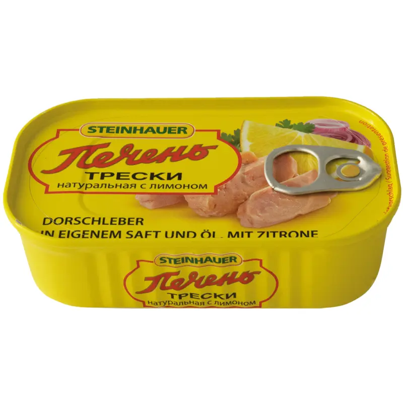 Dorschleber in eigenem Saft und Öl, mit Zitronensaftkonzentrat