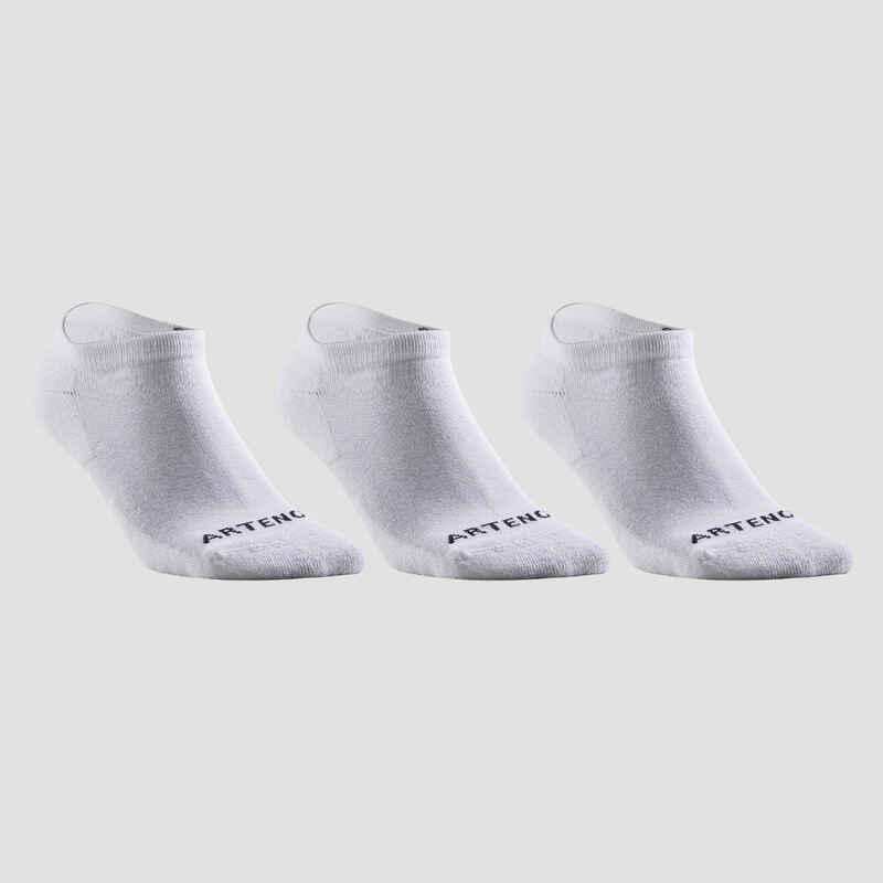 Спортни чорапи за тенис rs 100 low, тип терлик, 3 чифта, бели