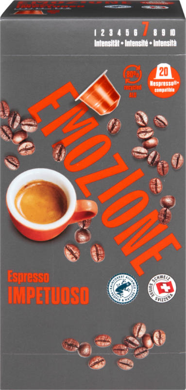 Capsules de café Impetuoso EMOZIONE, Espresso, compatibles avec les machines Nespresso®, 20 pièces