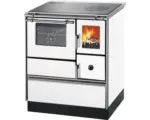Hornbach Festbrennstoffherd Westminster K176FA-70 weiß Backofen links mit Stahlplatten-Kochfeld