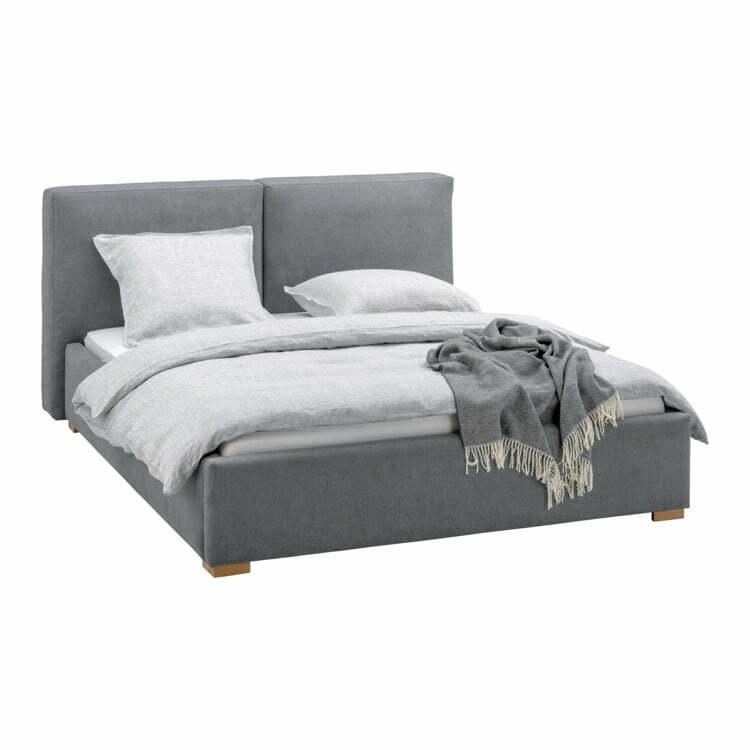 Bett SLEEPIN, Textil, grau - r, 160x200 cm