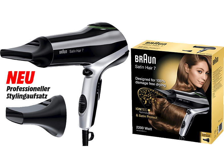 Braun HD 710 Satin Hair 7 + Profidüse Pistolen-Haartrockner schwarz