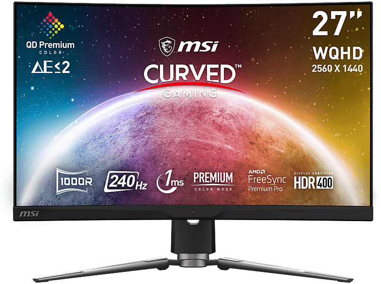 MSI Gaming Monitor MPG Artymis 273CQRXDE QD Curved, 27 Zoll, WQHD, 240Hz, 1ms, 400cd, VA-Panel, HDR400, FreeSync Premium Pro, Schwarz