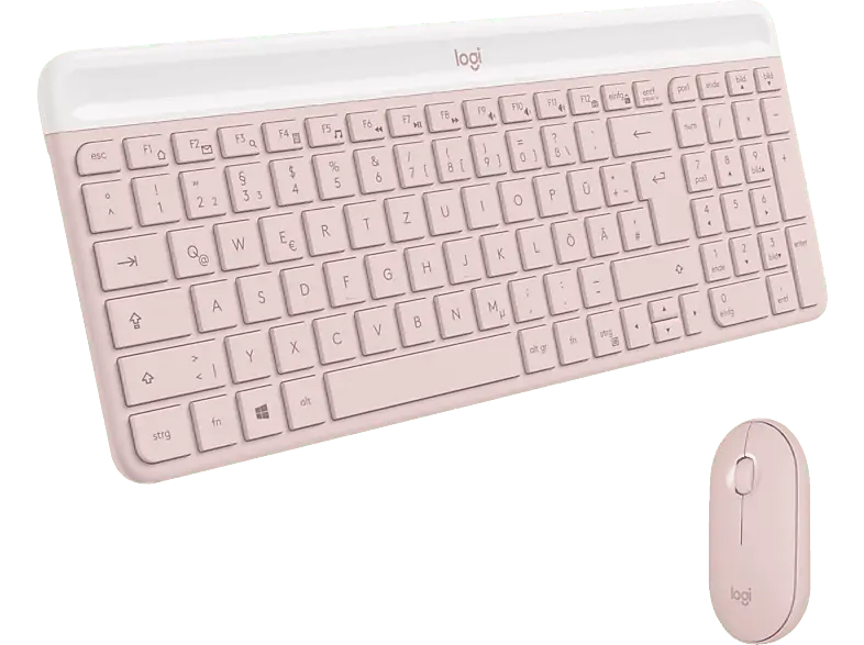 LOGITECH MK470 Slim Combo Kabelloses & geräuscharmes Tastatur-Maus-Set, DEU (Qwertz), Rosa; Kabelloses Tastatur-Maus Set