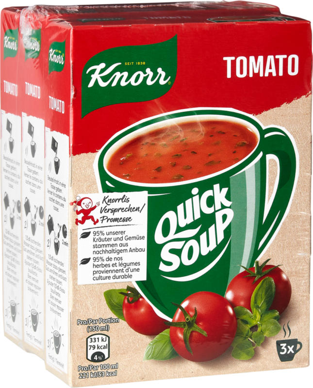 Quick Soup Tomate Knorr, 3 x 56 g