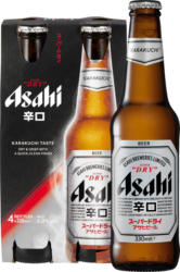 Asahi Super Dry Bier, 4 x 33 cl
