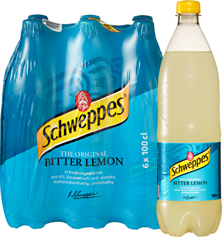 Schweppes Bitter Lemon, 6 x 1 litre