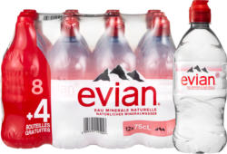 Eau minérale Evian, non gazeuse, avec bouchon sport, 12 x 75 cl